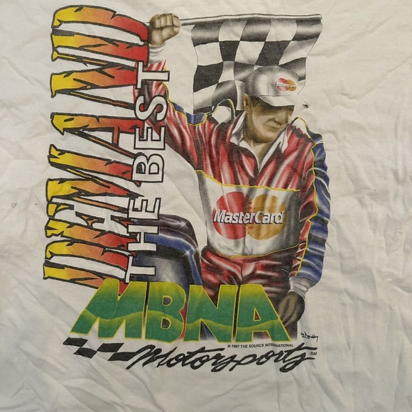 VTG 1997 NASCAR MBNA Motorsports Forget The Rest Demand The Best Race Shirt XL - Picture 5 of 11